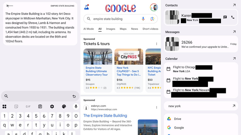 screenshots of search results