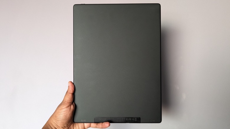 Onyx Boox Tab X back view held in hand