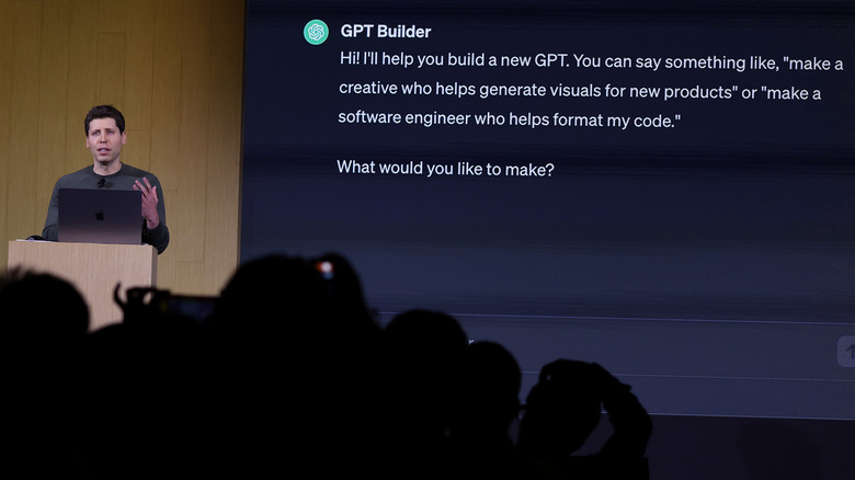 openAI CEO Sam Altman presenting GPT Builder 