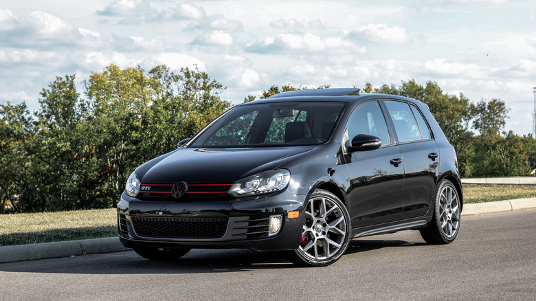Front view of a parked car.