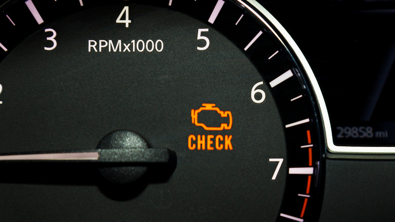 Check engine light on car