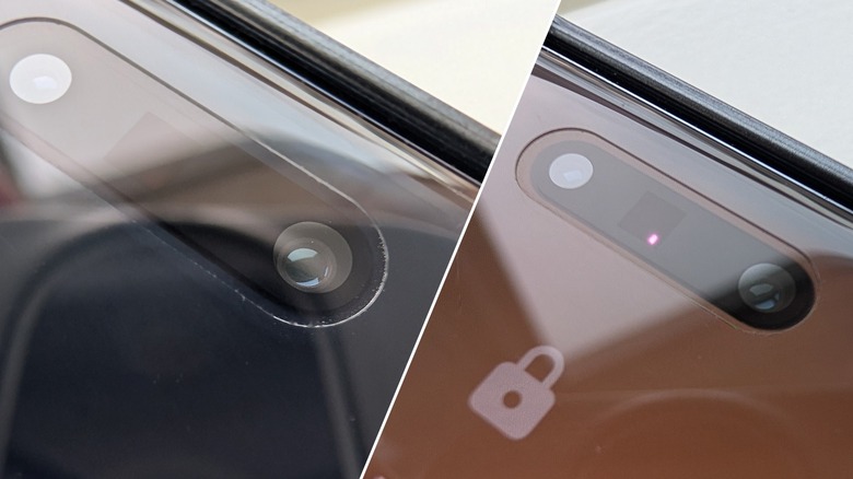 Front-facing cameras on a smartphone.