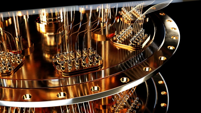 Close-up of a quantum computer processor