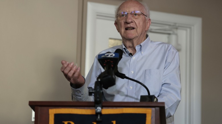 Nobel Prize winner John Clarke giving speech