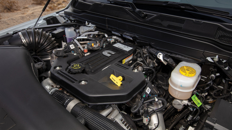 The 6.7L Cummins diesel engine inside a 2025 RAM 2500