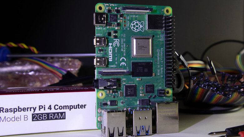 raspberry pi 4 board and wires