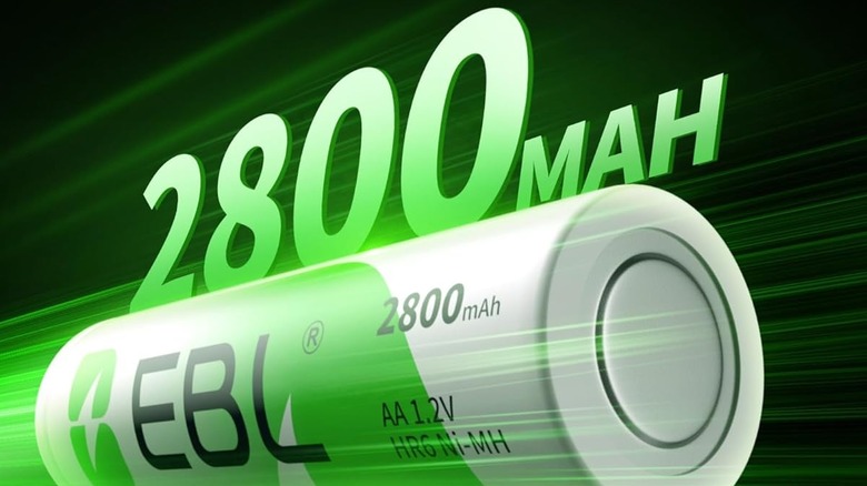 EBL battery with "2800 mAh" text above it