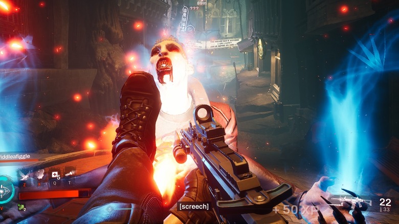 Blasting vampire with gun
