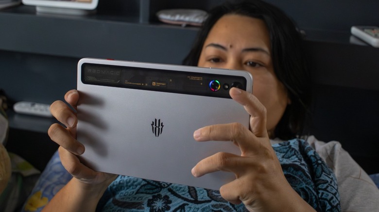 Redmagic Astra gaming tablet held in hands
