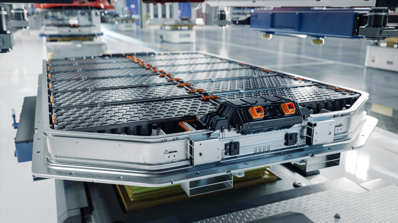 An EV Battery Pack Inside A Factory