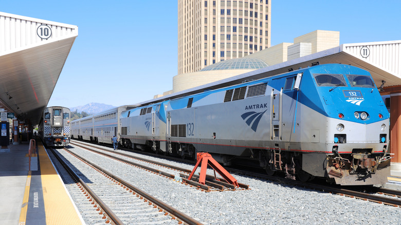 Amtrak train at Los Angeles Union Station