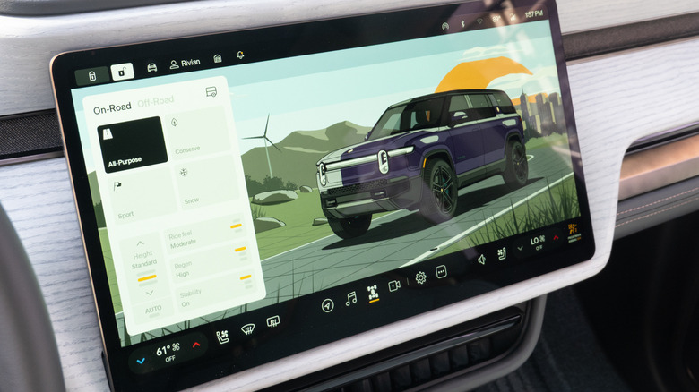 Rivian Borealis purple on touchscreen