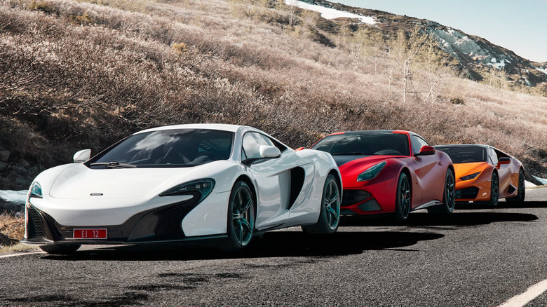 Mclaren, Ferrari, Lamborghini parked up