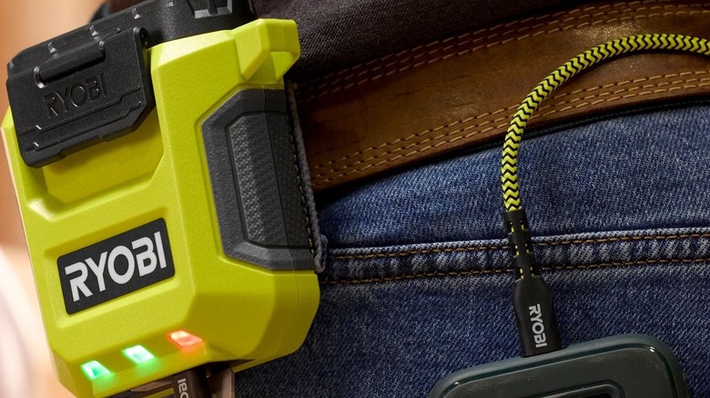 Ryobi power source charging phone