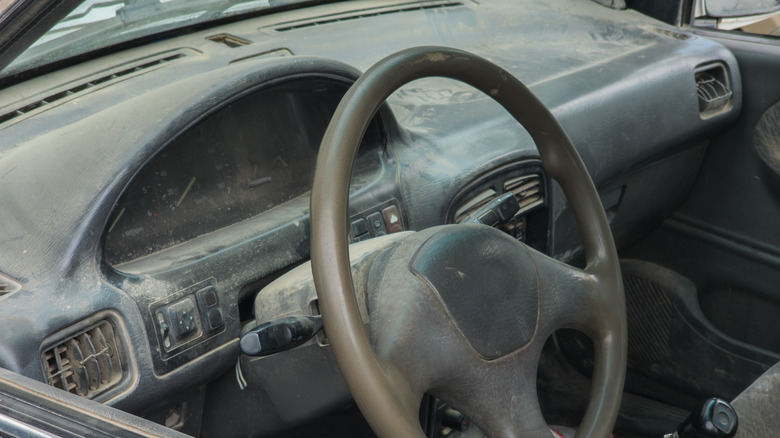 A dirty and faded dashboard