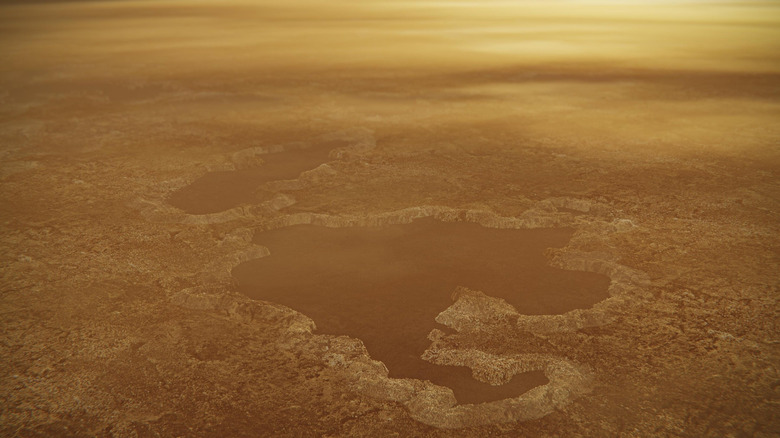 An artist's conception of a lake on Titan.