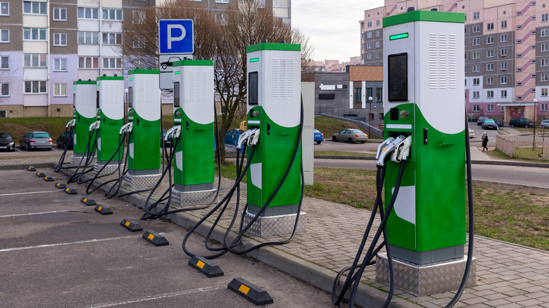 EV charging station near apartment buildings