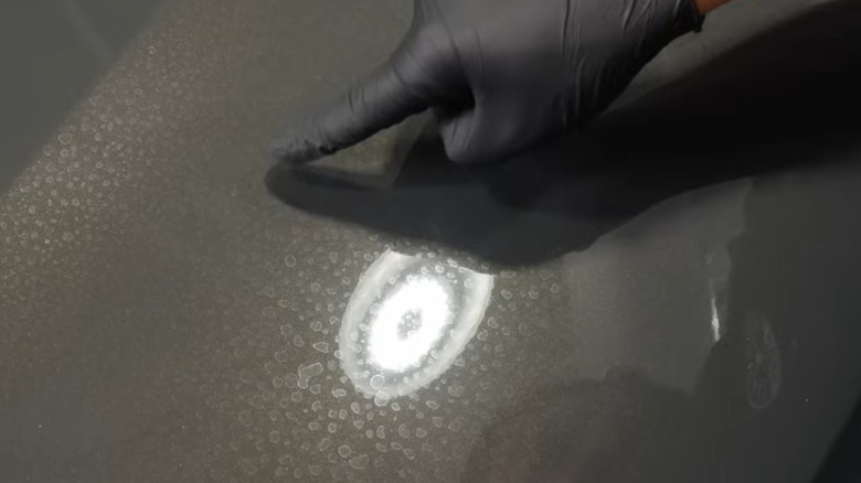 Water spots etched onto paintwork