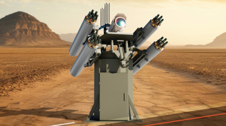 A mockup of the Battery Revolving Adaptive Weapons Launcher (BRAWLR)