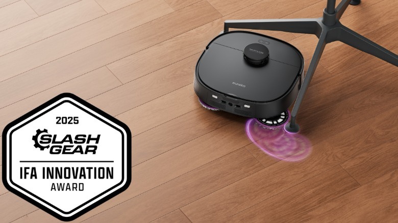 Eureka robot vacuum cleaning around chair leg