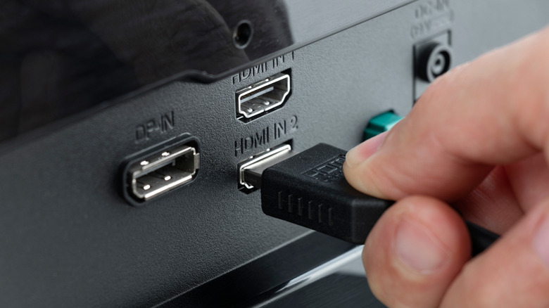 Inserting the HDMI cable to a device