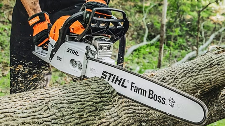 The Stihl MS 271 Farm Boss chainsaw putting in work.