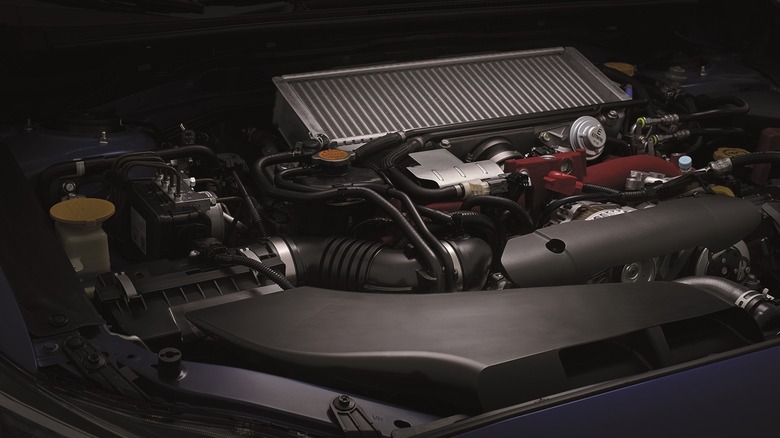 2018 Subaru Impreza WRX STI Type RA boxer engine in engine bay, front-right view