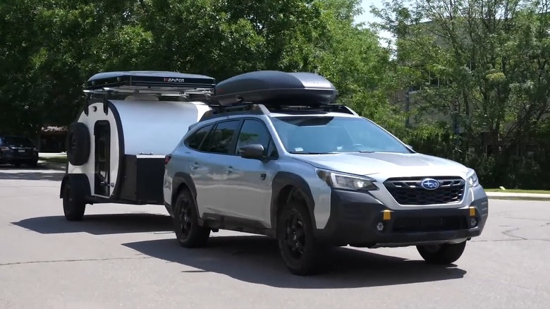 Subaru Outback Wilderness Towing A Small Trailer