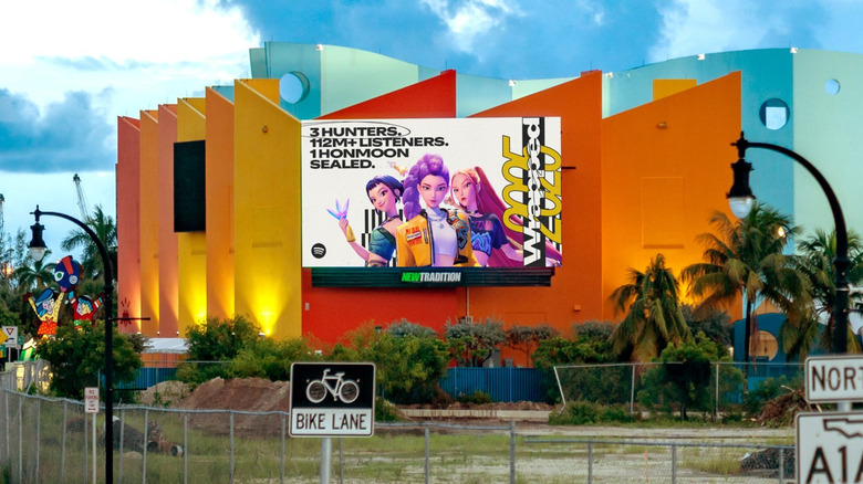 A Spotify Wrapped billboard showing Kpop Demon Hunters.