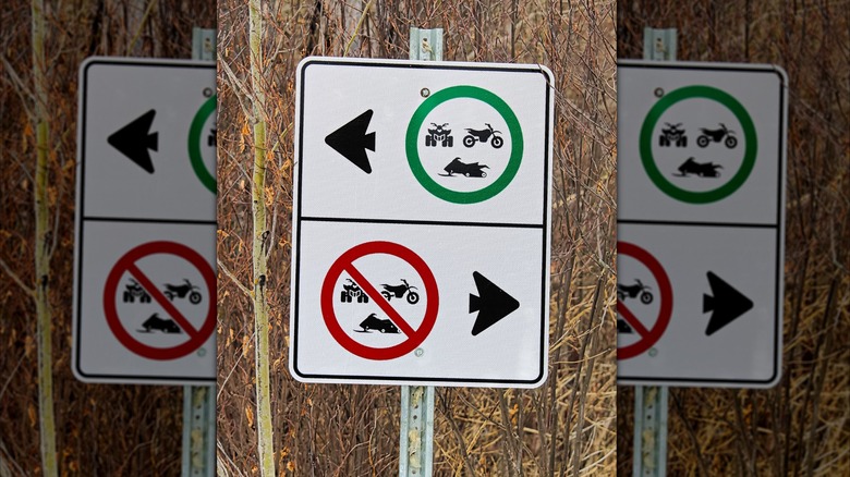 Recreation vehicles allowed only on one side of a split trail.