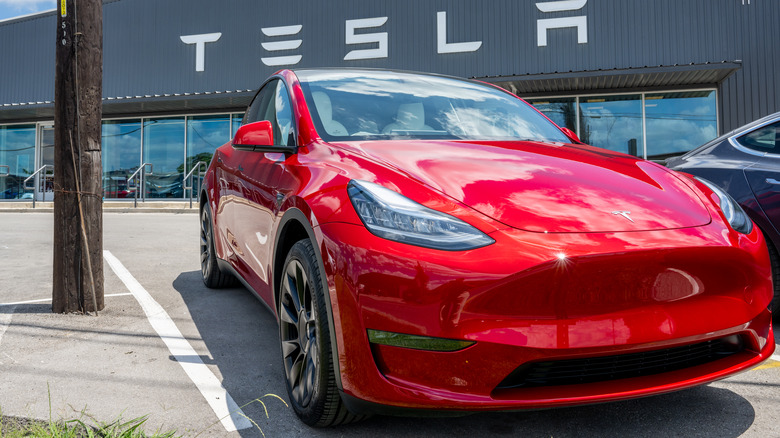 Tesla Model Y in red