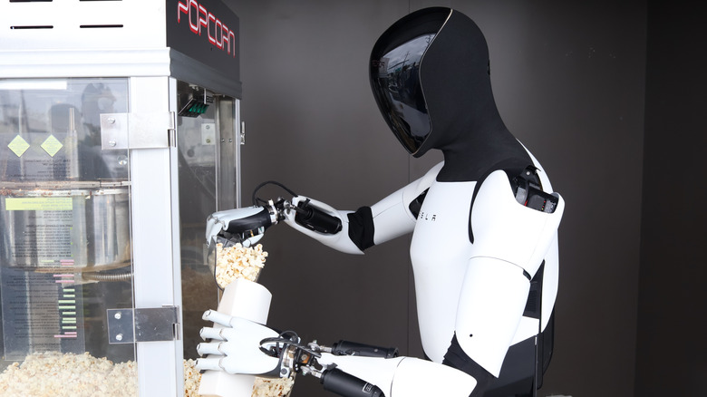 Optimus robot making popcorn