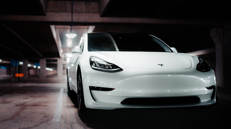Tesla Model 3 parked front end