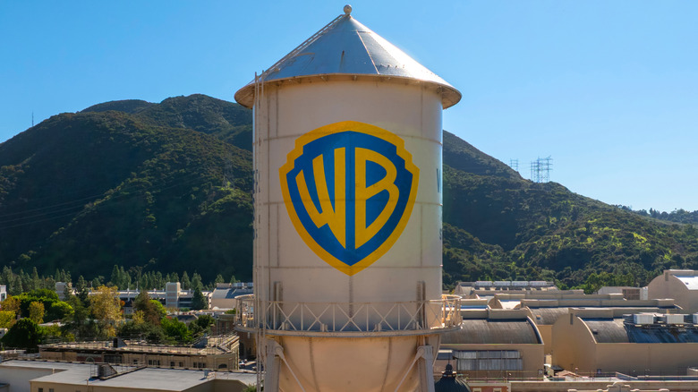 Warner Bros. Studios' logo on a water tank tower
