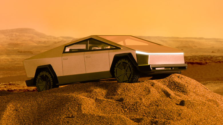 cybertruck in desert