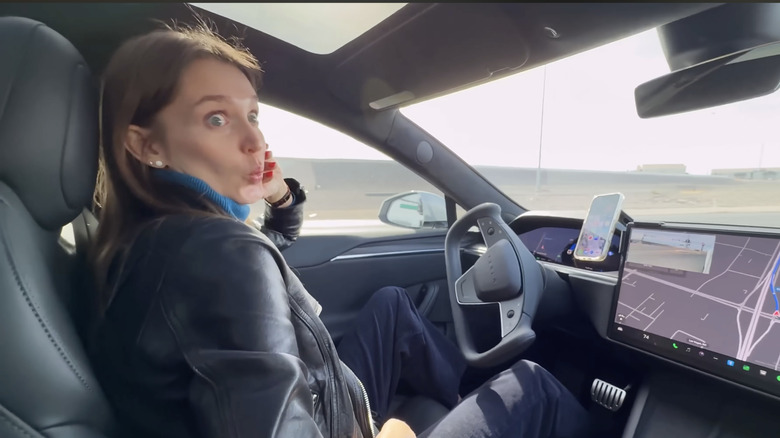 Tesla Car in self-driving mode.