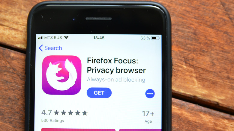 Firefox Focus' app store page