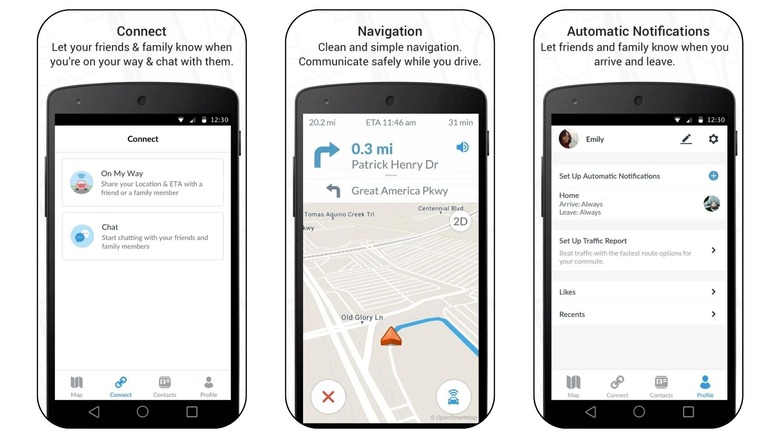 screenshots of Scout navigation app