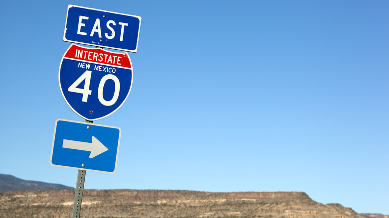 Interstate 40 sign along the New Mexico area