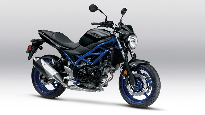 A Suzuki SV650 on display