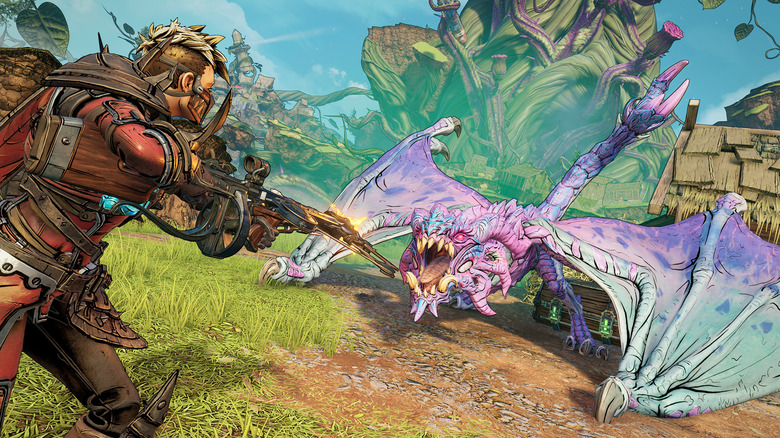 Player fighting dragon 