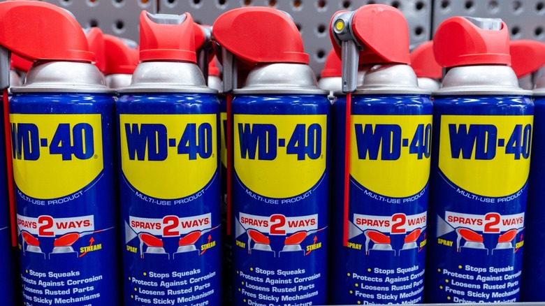 cans of WD-40 on a shelf
