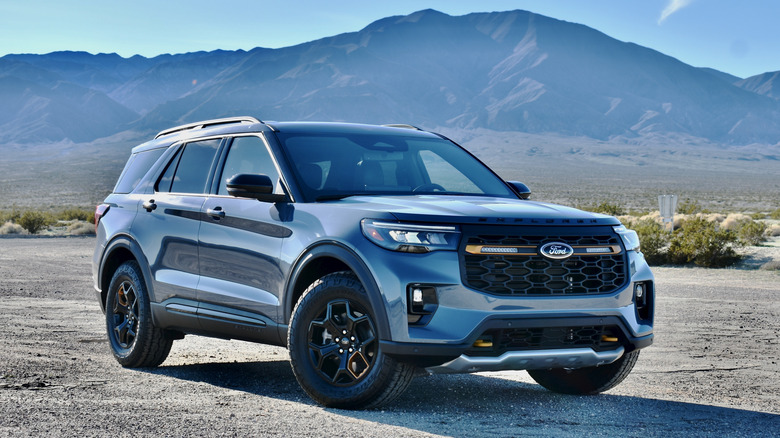 2026 Ford Explorer Tremor front quarter view.