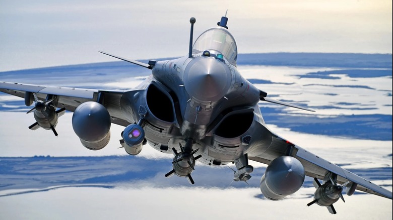 Armed Dassault Rafale mid-air