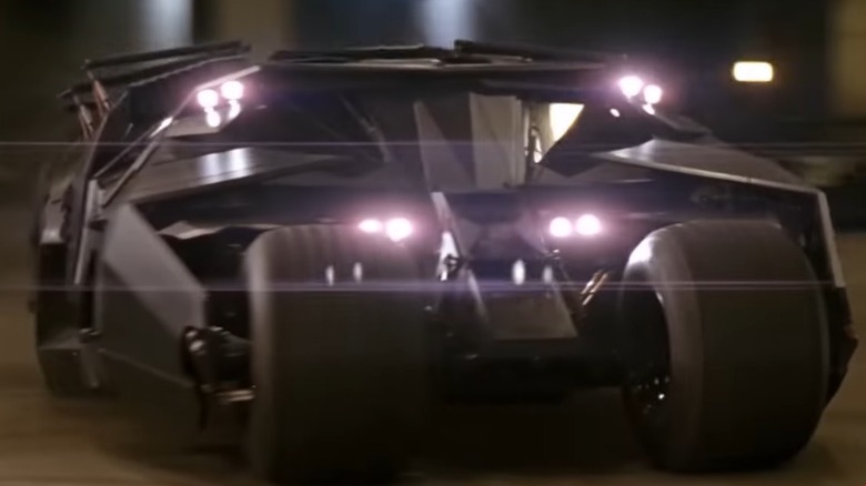 Tumbler Batmobile driving on set