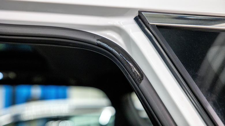 Lubricated rubber seal on a car