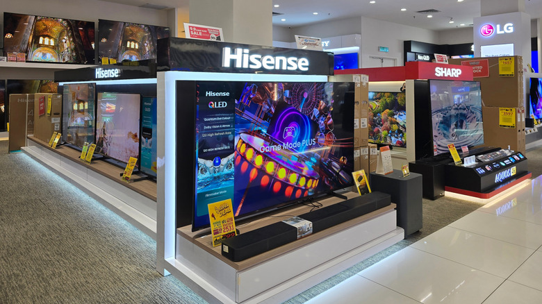 hisense tvs on display in a store