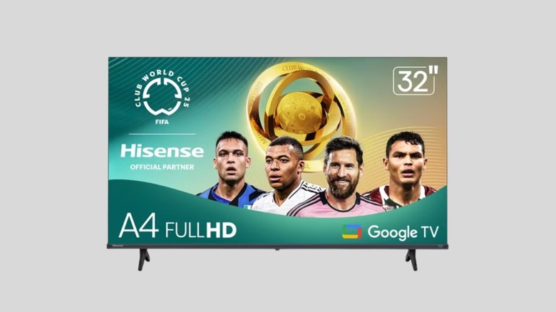Hisense 32A45KV tv on a gray background