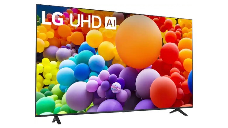 LG UT75 TV on a white background