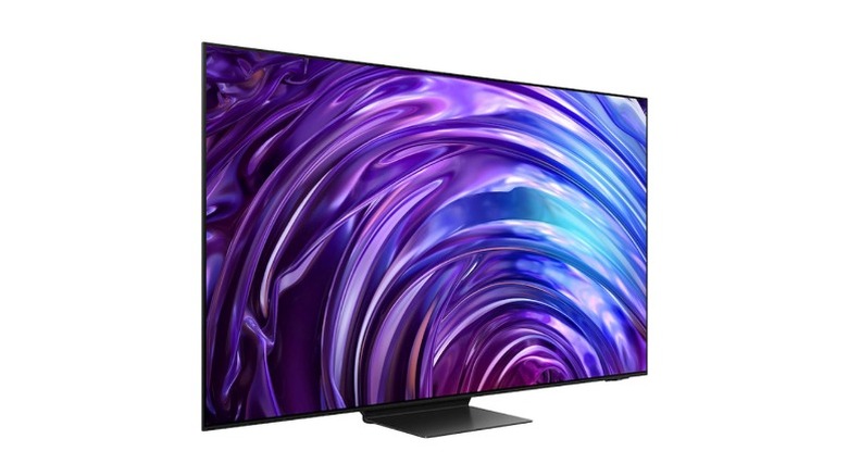 TV wallpaper showing blue and purple streaks of glossy lines